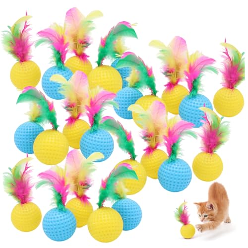 Kalastussaari 24pcs Katzenballspielzeug, 1,5 Bunte Katzenspielzeug mit interaktiven Katzenbällen für Innenkatzen (zufällige Farbe) von Kalastussaari