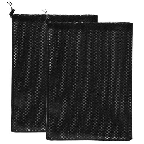 Kalastussaari 2pcs Maschenbeutel 12x16 -Zoll -Teichfilterbeutel Wassermechanischer Gerätefilterbeutel Schwarze Mesh -Taschen mit Kordelkordel, geeignet für Teichpool -Filter -Teichfilter geeignet von Kalastussaari