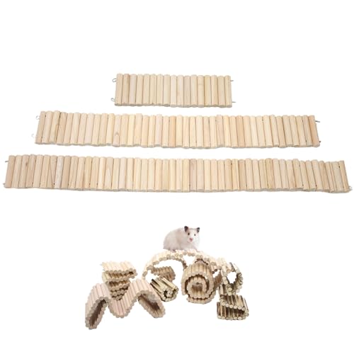 Kalastussaari 3pcs Hamster Bridge Holz biegbar Klettern Hamster Zaun Haustier Hamster Ladder Bridge, Hamster Maus Ratten Nagetiere Spielzeug für Hamster Chinchilla kleine Tiere von Kalastussaari