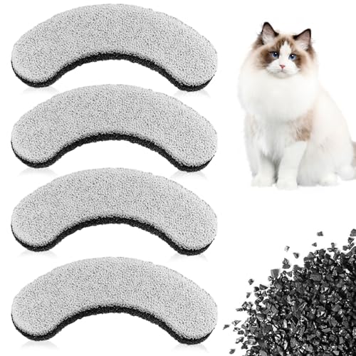 Kalastussaari 4pcs Cat Water Fountain Filter 2.2 x 4,5 x 0.9 Filter für Katzenwasserbrunnen, Lichtbogen-förmiger PET-Wasserbrunnen-Filterersatz für Cat Fountain Activated Carbon Filter von Kalastussaari