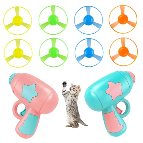 Kalastussaari Flying Toys Discs -Shooter, Interactive Cat Fetch Toy Spinning Toy, 10pcs/Set Flying Disc Launcher, Cat Toys Flying Propeller für Innenräume im Freien im Freien im Freien von Kalastussaari