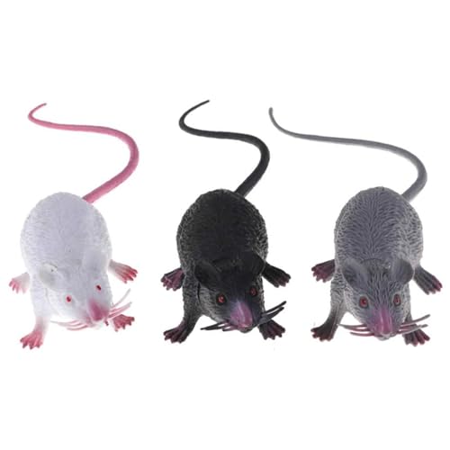 Kalastussaari Gefälschte Maus, 3pcs Realistische Mäusespielzeug, gruseliges Rattenspielzeug mit Long Tail, Dekorationen zum Aprilscherz für Streichmaterial, Katzenspielzeug /1,7 x 8,7 Zoll von Kalastussaari