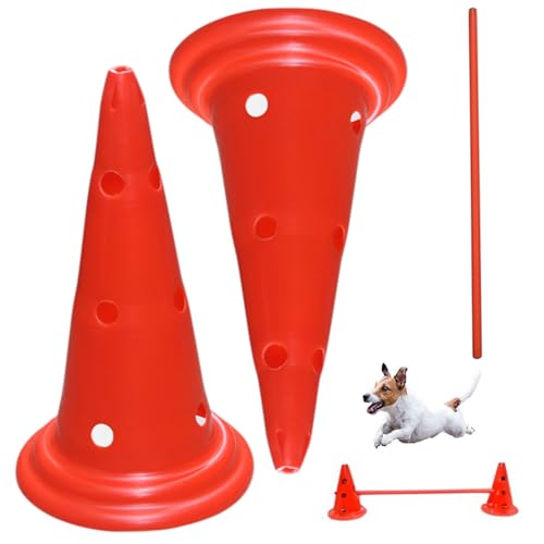 Kalastussaari Hundeausrüstung Einstellbares Hunden -Hürdekegel -Set umfasst 2 Zapfen & 1 Cross Outdoor Hinterhofhund -Agilities -Kurs zum Training, Training, Training von Kalastussaari