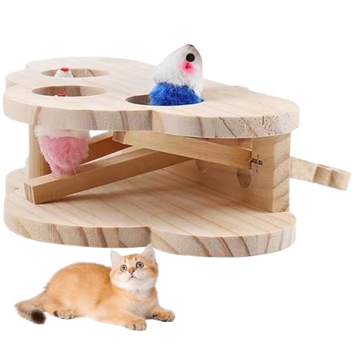 Kalastussaari Interaktives Holzspielzeug mit Holz, EIN MOL-Katze, umweltfreundliche Holzkatze, EIN Maulwurfsspielzeug mit 3 Löchern interaktiv von Kalastussaari