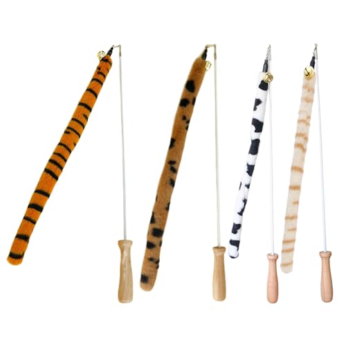 Kalastussaari Katzenstab Toys 4pcs Stretchable Long Pole Katze Teaser Zauberstab Plüsch Tiere Katze Spielzeug mit Bell Cat Fishing Stange Spielzeug für Katzenübungen Spielen von Kalastussaari