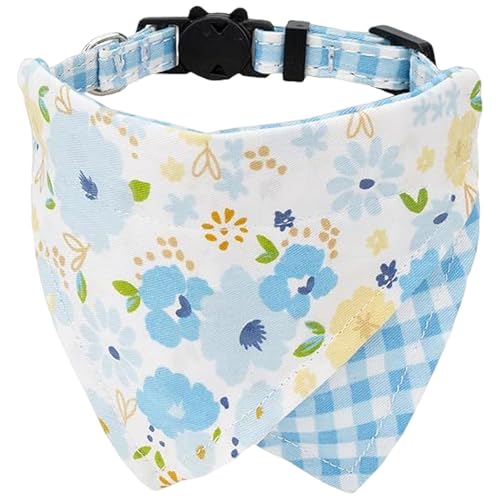 Katzenbandana-Kragen, abnehmbares doppelseitiges Katzenbandana mit Glocke, Blumenplaid niedlicher Katzenkragen, verstellbares Bandana für Katzen, Welpe von Kalastussaari