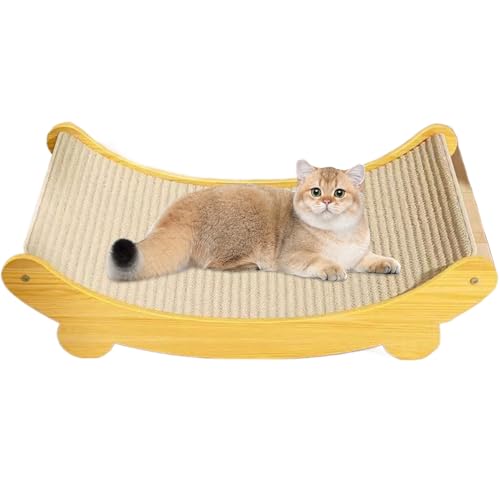 Kalastussaari Katzenkratzbett 2 in 1 Sisal Cat Kratzplatte Gebogene Katzenkratzer Dampproof Sturdes Kratzfeste einfache Baugruppe Katzenkratzer für Innenkatzen, S Cat Kratzplatte von Kalastussaari