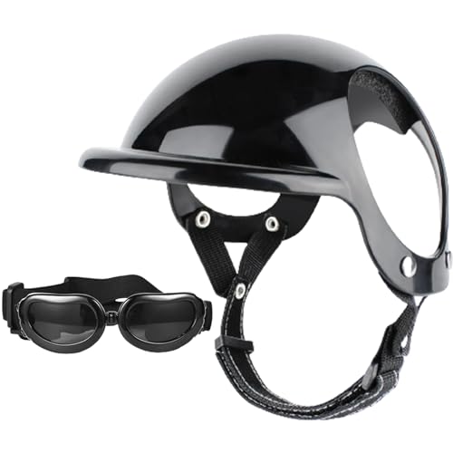 Kalastussaari Kleine Hundehelmbrille, 2pcs Haustier -Motorradhelmhut mit Ohrlöchern, einstellbar von Kalastussaari