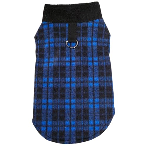 Kleiner Hundpullover weicher dehnbares Polar Fleece Haustierpullover mit blauem Plaidmuster bequemer warmer Welpepullover für Katzen und Hunde täglich Kleidung, Weihnachten, Hochzeit kleiner Hundpull von Kalastussaari