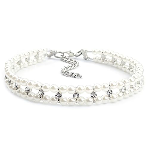 Pearl Hundehalsbänder für kleine Hunde niedliche verstellbare Katzenkragen für Mädchen Katzen Strass Beerlen Hundekragen Luxus Kleiner Haustier Choker für Welpen Kätzchen Hochzeit und Geburtstag Gesc von Kalastussaari