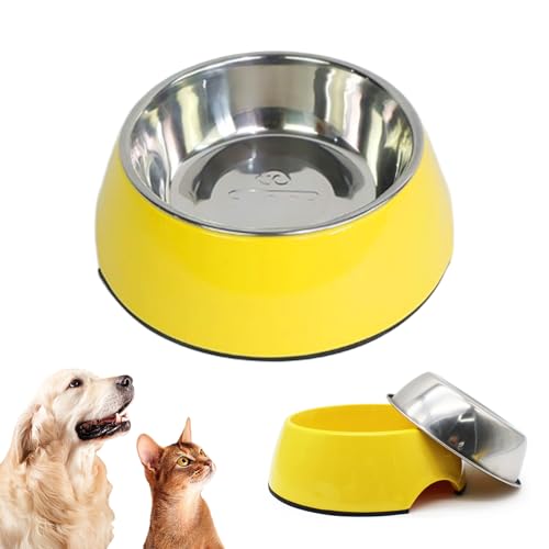 Pet Bowls 5,5x2,4 Zoll Nicht-Stick-Anti-Bite-Katzenschalen aus Edelstahl, umweltfreundliche Wärme-resistente, Flache Katzenschale für kleine Hundekatze, gelbe, Pet Bowls von Kalastussaari