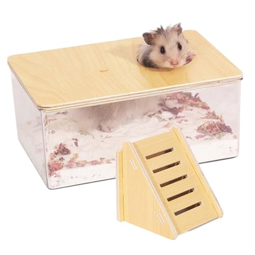 Pet Hamster Badezimmer, Hamster Sandbad mit Leiter und Schaufel, 2pcs/Set Hamster Sandkasten klares Hamster Sandbad Kit Duschbad für Lemming Rennmäuse von Kalastussaari