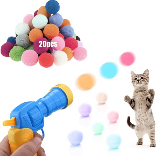 Kalimdor Katzenspielzeug, Ballwerfer, interaktives Katzenspielzeug für Indoor-Katzen, ausgewachsene Katzen, mit 20 Plüschbällen, Kätzchen-Spielzeug, Indoor-Katzen-Training, Katzen-Outfit von Kalimdor