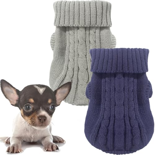 2 Stück Hundepullover für kleine Hunde, Chihuahua-Yorkie-Pullover, Hundekleidung für kleine Hunde, warmer Winterpullover, Haustier-Katzenpullover, kaltes Wetter, Welpenkleidung, Outfits (XS) von Kallfir's cutie