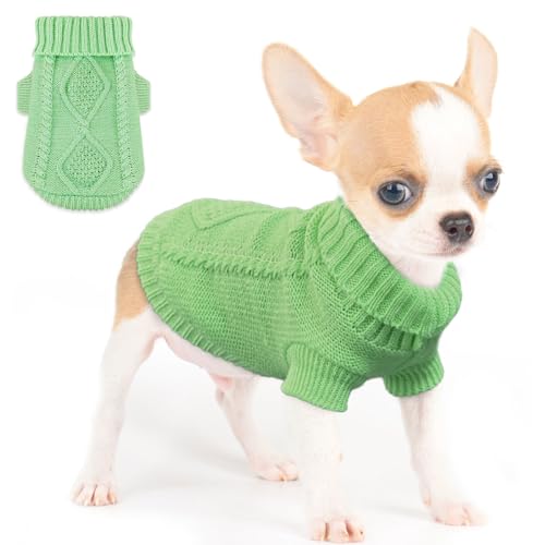 Hund Strickpullover, Chihuahua Pullover, Hundekleidung für kleine Hunde, Winter warme Welpenpullover, Rollkragen Strickpullover Haustier Katze Pullover Kaltes Wetter Outfits für Yorkie Teetasse von Kallfir's cutie