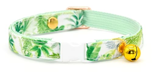 Hawaiianisches Sommer-Katzenhalsband, Sicherheitsverschluss, tropische Blätter, Größe XXS (15,2 cm – 25,4 cm) von Kamercy