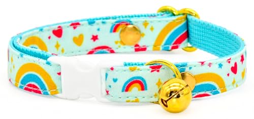 Kamercy Breakaway Katzenhalsband, blaues Regenbogenmuster, Größe XS (20,3 cm – 33 cm) von Kamercy