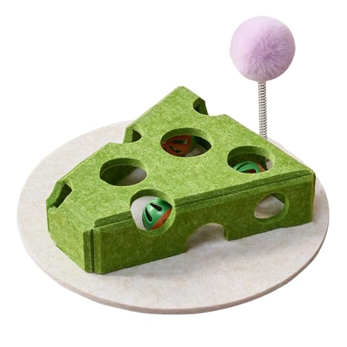 Kanoauo Katzenleckerli Puzzle, Käseförmiges Katzenspielzeug Mit Futterfunktion, Mit Spielangel Glocke Ball Für Kitten Welpen Alle Größen Spielplatz Kanoauo Katzenleckerli Puzzle, Käseförmiges Katzenspielzeug Mit Futterfunktion, Mit Spielangel Glocke Ball Für Kitten Welpen Alle Größen Spielplatz von Kanoauo