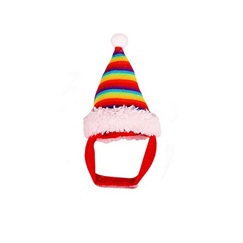 Weihnachtsmütze Weihnachtskostüm Zubehör Kleintier Urlaubsmütze Regenbogenfarbe Katzenhamster von Kaohxzklcn