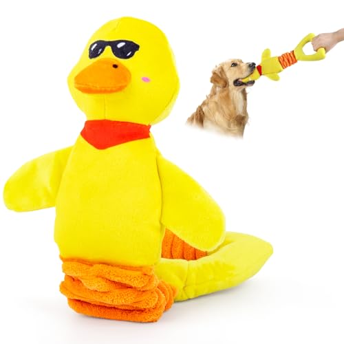 Kapetgo Hundespielzeug für aggressive Kauer, unzerstörbare Ente, Hundespielzeug für den Innenbereich, quietschendes Hundespielzeug, interaktives Welpenspielzeug für kleine, mittelgroße und große von Kapetgo