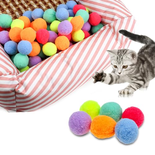 Furry Kitten Pom Pom Bälle 30 Stück Plüsch Katze Interaktives Spielspielzeug Lustige Jagd Training für Katze Home Pet Amusement von Kapmore