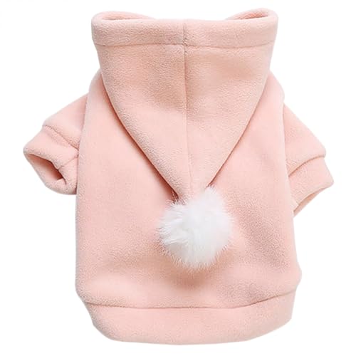 Hundebekleidung aus Baumwolle mit Pompon-Ball – einfarbiges Haustier-Sweatshirt, bequemes Hundekostüm für Winterwärme von Kapmore