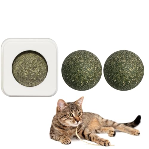 Kapmore 【Entzückendes Katzen-Leckball-Kit】Interaktives Haustierspielzeug-Set mit gesunder Katzenminze, kaubare Bälle für Kätzchen, kleine und mittelgroße Katzen, Kleberdesign von Kapmore