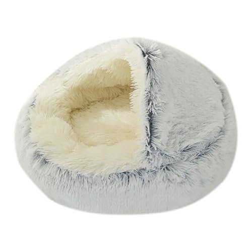 Kapmore Flauschiges beruhigendes Katzen- und Hundehöhlenbett - Indoor Soft Plush Halbgeschlossener Schlafplatz von Kapmore