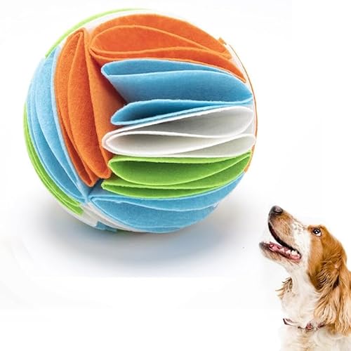 Kapmore Interaktiver Hunde-Leckerli-Ball für Nasenarbeit – Puzzle-Fütterung, Filz-Schnüffelball, Dosierspielzeug von Kapmore