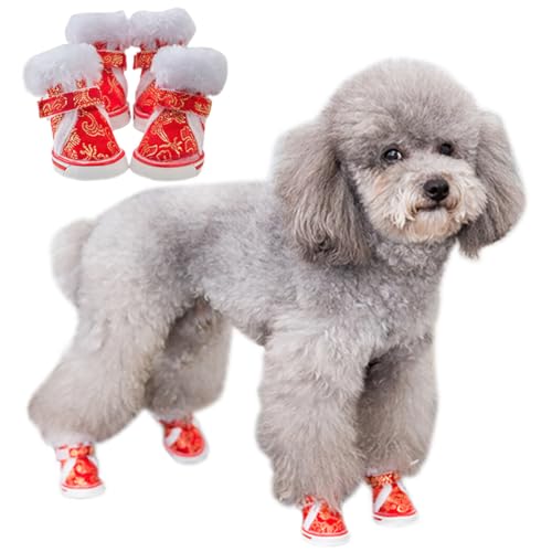 Kapmore Warme Schutzschuhe für kleine Hunde, flauschig, gemütlich, weich, dick, rutschfest, 4 Stück von Kapmore