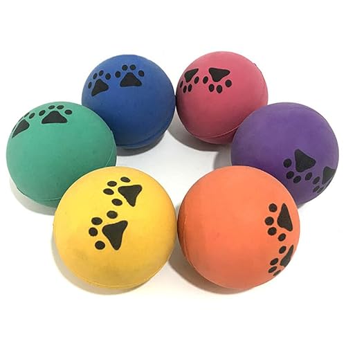 Kapmore Wiederverwendbarer Apportierball für Haustiere, dekorativ, lustig, mit Pfotenabdruck, federnd, interaktiv, rund, für den Außenbereich von Kapmore