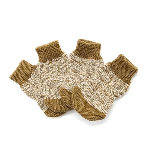 Niedliche, warme, atmungsaktive, elastische Haustierpfotenschutz, Baumwolle, rutschfest: 4 Stück kleine, mittelgroße und große Tiersocken für Welpen von Kapmore