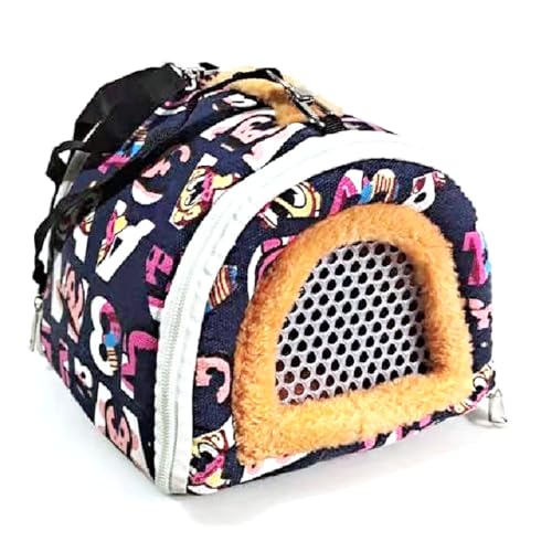 Reisetasche für kleine Haustiere: Cartoon-Design-Gurt, abnehmbar, atmungsaktiv, modisch, waschbar, Netzgewebe mit tragbarem Meerschweinchen von Kapmore