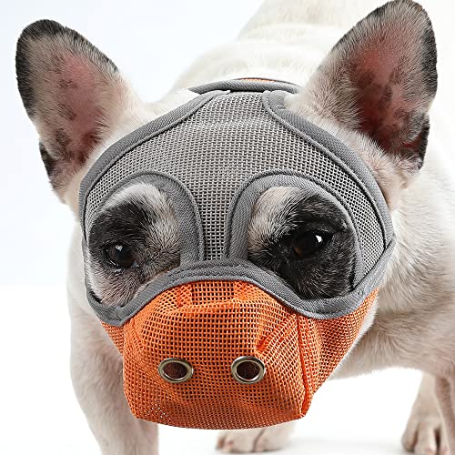 Maulkorb Atmungsaktives Mesh für Hunde mit kurzer Schnauze Verhindert beißendes Bellen von Karlak