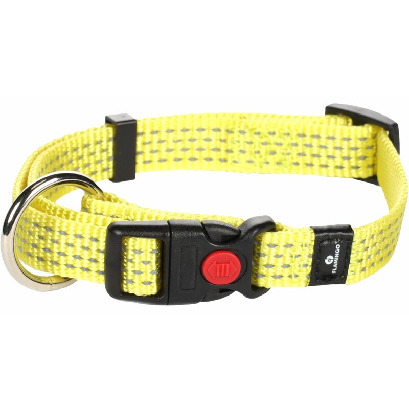 Halsband Len Fluo gelb - M: B20mm x L40-55cm von Flamingo