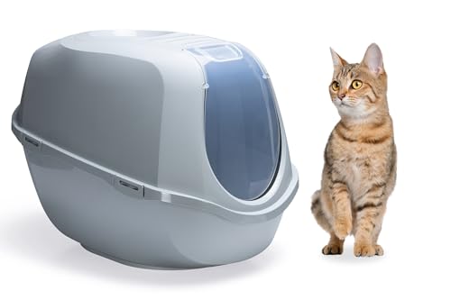 Karlie 522868 XL GROSSE Katzentoilette Mega Smart Cat Eco, L: 66 x B 46 x H 49 cm grau von Karlie