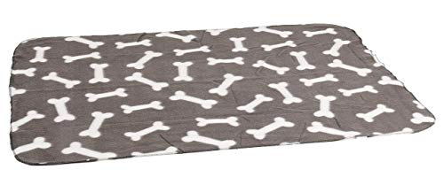 Karlie Hunde Fleecedecke Knochenmotiv, Hundedecke, Fleece, Grau, 100x70 cm von Karlie