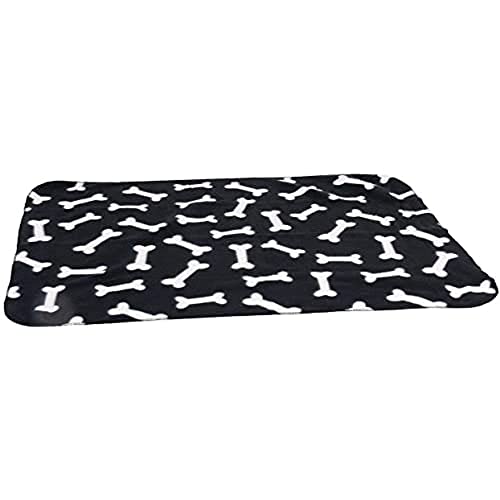 Karlie Hunde Fleecedecke Knochenmotiv, Hundedecke, Fleece, Schwarz, 100x70 cm von Karlie