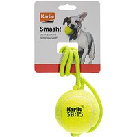 Karlie Hundespielzeug Tennisball mit Seil - 1 Stück (ca. L 18 x Ø 8 cm) von Karlie