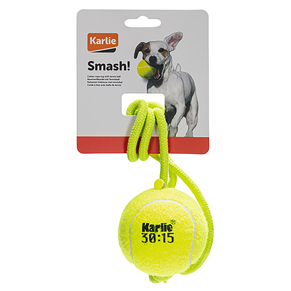 Karlie Hundespielzeug Tennisball mit Seil - ca. Ø 8 x L 18 cm von Karlie