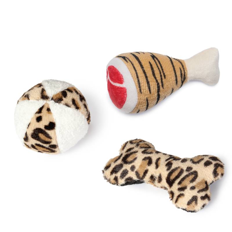 Karlie Hundespielzeug Tigerkeule - 3er Set (Ball, Knochen, Keule) von Karlie