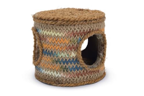 Karlie Kokosnussseil Tonne, Nagerspielzeug, Kokosnuss/Holz, Natur/Mehrfarbig, 12x12x10,5 cm von Karlie