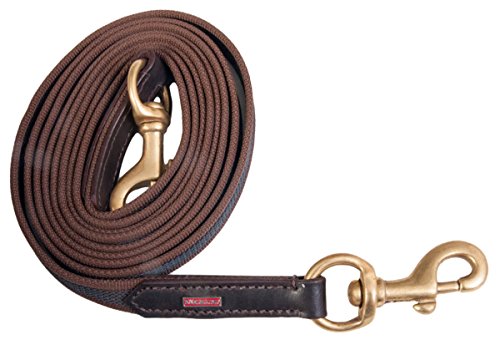 Karlslund Zügel Woven Rubber Reins Brass, Brown, k381-bro-bra von Karlslund