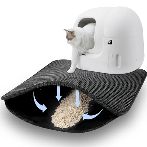 Katzenklo Matte, 46×60cm Wasserdichte Doppelte Matte Katzenklo, Faltbar Katzenmatte Katzenklo, Katzenstreu Matte, Katzenklo Vorleger, Matte Katzentoilette, Cat Litter Mat,Katzenstreu Unterlege,Schwarz von Kasanni