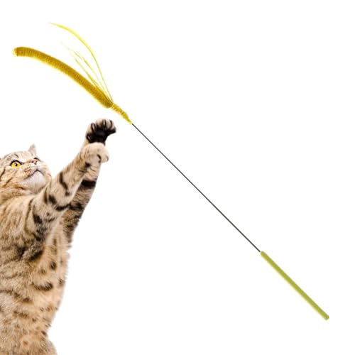 Katzenstabspielzeug, Katzenstangenspielzeug,Realistischer Setaria-Katzen-Teaser | Flexibles Spring-Katzenspielzeug, Haustierzubehör, lange Plüschstange für das körperliche Training und Spielen von Kasmole