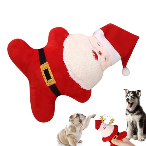 Kauspielzeug für Welpen, Kauspielzeug für Hunde mit Weihnachtsmann, Weihnachts-Hundespielzeug für Aggressive Kauer, Langeweile Linderung Zähne Reinigung Biss-Resistant Interaktive Quietschende von Kasmole