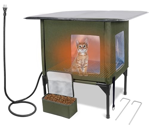 Kastty Wasserdichtes Outdoor-Katzenhaus für Wildkatzen, unzerstörbar, isolierte Katzenhäuser für Outdoor-Katzen, erhöhtes beheiztes Katzenhaus für draußen, wärmendes Katzenhaus für draußen, von Kastty