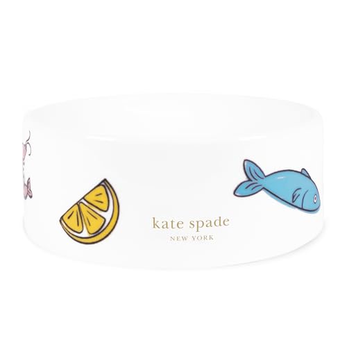 kate spade new york Katzennapf, langlebiger Keramik-Haustiernapf für Futter und Wasser, Meeresfrüchte-Wurf von Kate Spade New York