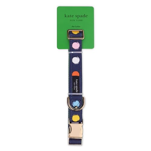 kate spade new york Niedliches Hundehalsband mit goldfarbenen Metalldetails und Kunststoffschnalle, 38,1 cm bis 55,9 cm, verstellbares Hundehalsband für Hündinnen oder Rüden, Größe M/L, von Kate Spade New York