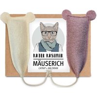 Kater Kasimir 2 x MÄUSERICH - Die XL Spielmaus, handgenäht aus echtem Wollfilz mit Katzenminze- und Baldrianwurzel-Füllung von Kater Kasimir